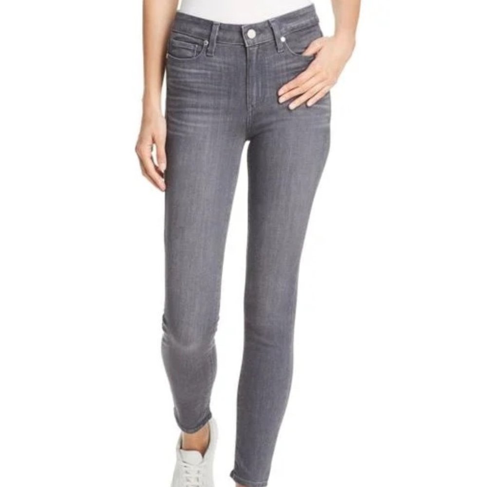 Paige Hoxton Mid-Rise Skinny Jeans in Gray / Grey